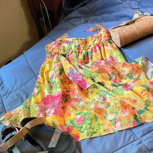 Dress mini NWOT Never worn brand new boutique 16” Ptp sundress cute babydoll - Picture 12 of 12